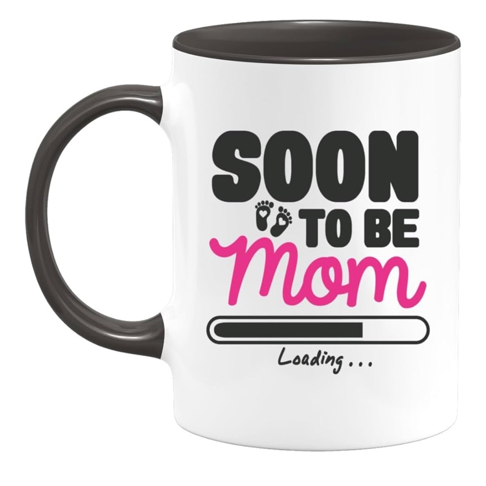 Soon to Be Mom Mug with Pink and Black Design